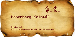 Hohenberg Kristóf névjegykártya