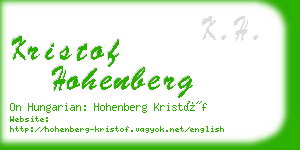 kristof hohenberg business card